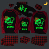 Christmas Matching Family Pajamas Luminous Glowing Cartoon Mouse Black Short Red Pajamas Set