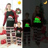 Christmas Matching Family Pajamas Luminous Glowing Christmas Hat Black Pajamas Set