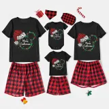 Christmas Matching Family Pajamas Luminous Glowing Cartoon Mouse Hat Red Short Pajamas Set