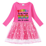 Girls Yarn Skirt Poppin My Way through 100 Days of School Long And Short Sleeve Dress