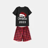 2023 Christmas Matching Family Pajamas Luminous Glowing Christmas Hat Red Pajamas Set