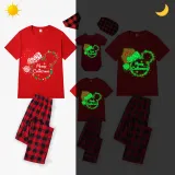 Christmas Matching Family Pajamas Luminous Glowing Cartoon Mouse Hat Red Short Pajamas Set