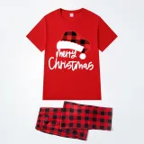 Christmas Matching Family Pajamas Luminous Glowing Christmas Hat Red Pajamas Set