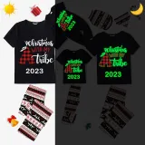2023 Christmas Matching Family Pajamas Luminous Glowing Christmas with My Tube Black Short Pajamas Set