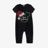 Christmas Matching Family Pajamas Luminous Glowing Cartoon Mouse Hat Red Short Pajamas Set