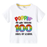 Toddler Kids Girls Tops Poppin My Way through 100 Days of School Girl Students T-shirts
