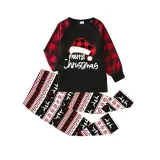 Christmas Matching Family Pajamas Luminous Glowing Christmas Hat Black Pajamas Set