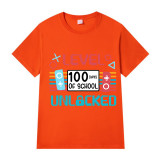Youth Tops 100 Days of School Game Leavel Unlocked High School Students T-shirts