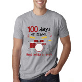 Youth Tops 100 Days of School Racket Drums Ready to Rock Prints High School Students T-shirts