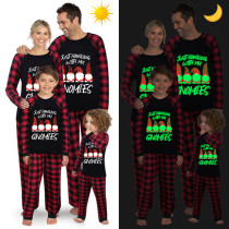 Christmas Matching Family Pajamas Luminous Glowing Hanging with My Gnomies Red Plaids Pajamas Set