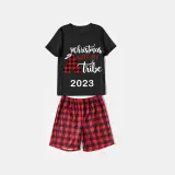 2023 Christmas Matching Family Pajamas Luminous Glowing Christmas with My Tube Red Short Pajamas Set