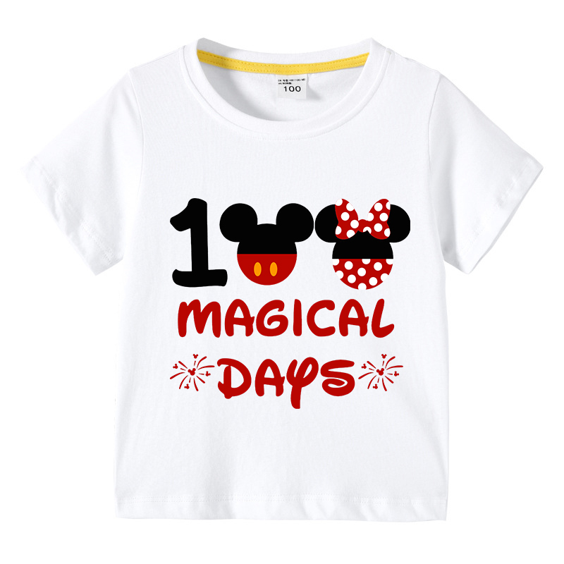 Toddler Kids Boys Tops 100 Magical Days Cartoon Mouse Boy Students T-shirts