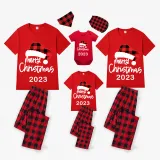 2023 Christmas Matching Family Pajamas Luminous Glowing Christmas Hat Red Pajamas Set