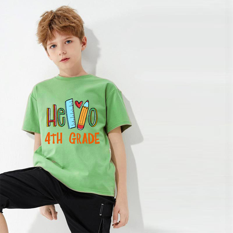 Toddler Kids Boys Tops Tops Hello xxst Grade Boy Students T-shirts