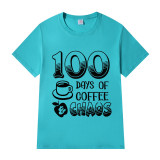 Youth Tops 100 Days of School Coffee & Chaos High School Students T-shirts