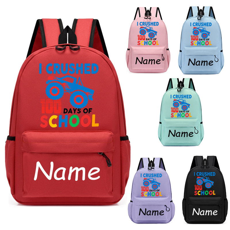 Primary School Pupil Bags Name Custom I Crushed 100 Days of School Soccer Schoolbags