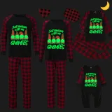 Christmas Matching Family Pajamas Luminous Glowing Hanging with My Gnomies Red Plaids Pajamas Set
