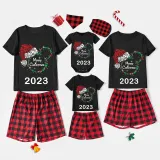 2023 Christmas Matching Family Pajamas Luminous Glowing Cartoon Mouse Hat Red Short Pajamas Set