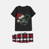 Christmas Matching Family Pajamas Luminous Glowing Cartoon Mouse Hat Black Short Pajamas Set