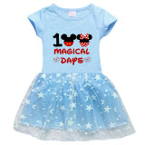 Girls Yarn Skirt 100 Magical Days Cartoon Mouse Long And Short Sleeve Dress