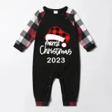 2023 Christmas Matching Family Pajamas Luminous Glowing Christmas Hat Red Plaids Pajamas Set