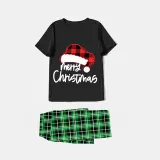 Christmas Matching Family Pajamas Luminous Glowing Christmas Hat Black Short Pajamas Set