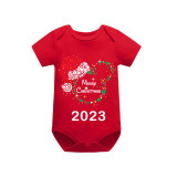 2023 Christmas Matching Family Pajamas Luminous Glowing Cartoon Mouse Hat Red Short Pajamas Set