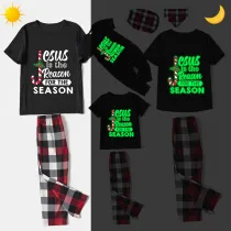 Christmas Matching Family Pajamas Luminous Glowing Jesus Is The Reason Black Short Pajamas Set