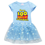 Girls Yarn Skirt Happy 100 Days of School Slogan Long And Short Sleeve Dress