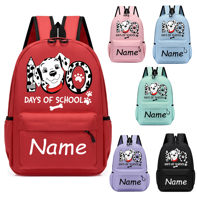 Primary School Pupil Bags Name Custom 100 Days of School Dog School Bags