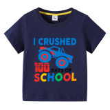 Toddler Kids Boys Tops I Crushed 100 Days of School Soccer Boy Students T-shirts