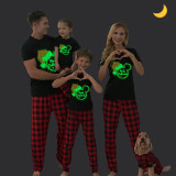 Christmas Matching Family Pajamas Luminous Glowing Cartoon Mouse Hat Red Short Pajamas Set
