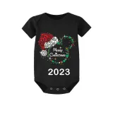 2023 Christmas Matching Family Pajamas Luminous Glowing Cartoon Mouse Hat Red Short Pajamas Set