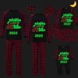 2023 Christmas Matching Family Pajamas Luminous Glowing Christmas with My Tube Red Plaids Pajamas Set