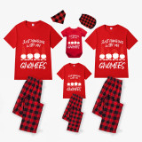 Christmas Matching Family Pajamas Luminous Glowing Hanging with My Gnomies Red Short Pajamas Set
