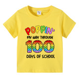 Toddler Kids Girls Tops Poppin My Way through 100 Days of School Girl Students T-shirts