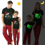 Christmas Matching Family Pajamas Luminous Glowing Cartoon Mouse Hat Red Short Pajamas Set