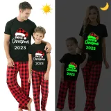 2023 Christmas Matching Family Pajamas Luminous Glowing Christmas Hat Red Pajamas Set