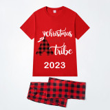 2023 Christmas Matching Family Pajamas Luminous Glowing Christmas with My Tube Red Short Pajamas Set