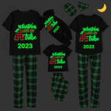 2023 Christmas Matching Family Pajamas Luminous Glowing Christmas with My Tube Black Short Pajamas Set