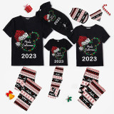 2023 Christmas Matching Family Pajamas Luminous Glowing Cartoon Mouse Black Short Red Pajamas Set