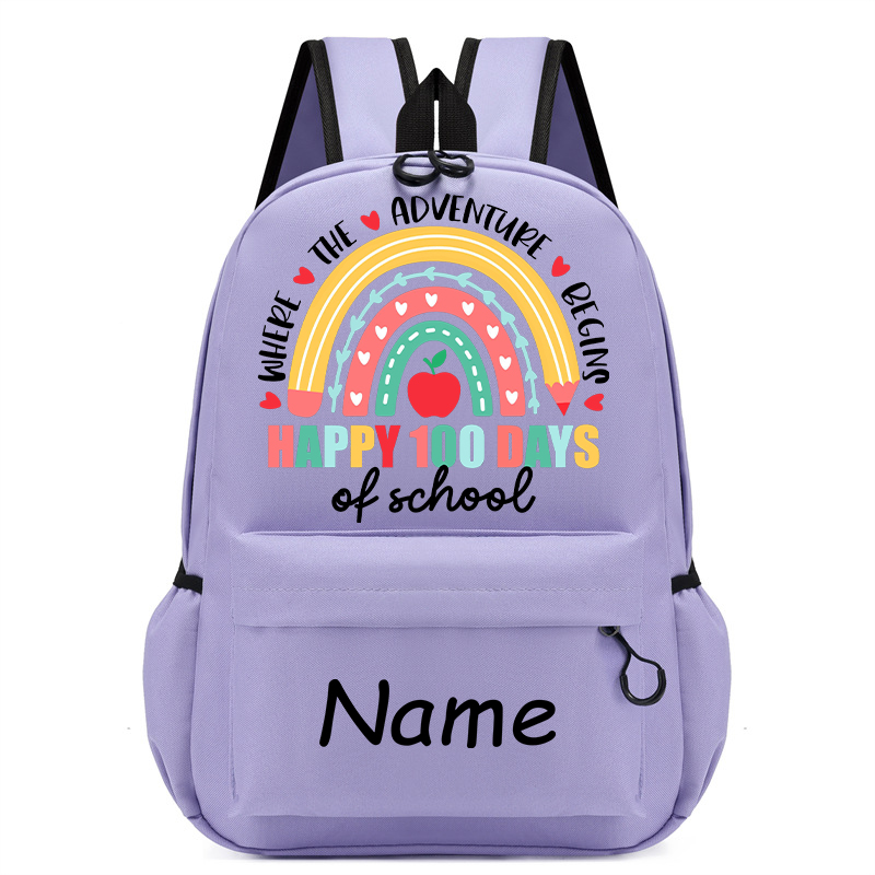 Primary School Pupil Bags Name Custom Happy 100 Days Of School Where the Adventure Begins School Bags