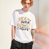 Youth Tops 100 Days of School Coffee & Chaos Apple Prints High School Students T-shirts