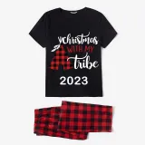 2023 Christmas Matching Family Pajamas Luminous Glowing Christmas with My Tube Red Short Pajamas Set