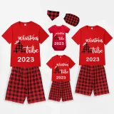 2023 Christmas Matching Family Pajamas Luminous Glowing Christmas with My Tube Red Short Pajamas Set