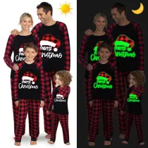 Christmas Matching Family Pajamas Luminous Glowing Christmas Hat Black Pajamas Set