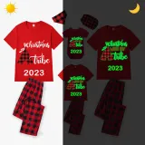 2023 Christmas Matching Family Pajamas Luminous Glowing Christmas with My Tube Red Short Pajamas Set