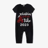 2023 Christmas Matching Family Pajamas Luminous Glowing Christmas with My Tube Black Short Pajamas Set