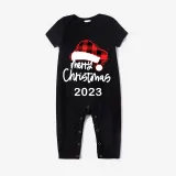 2023 Christmas Matching Family Pajamas Luminous Glowing Christmas Hat Red Pajamas Set