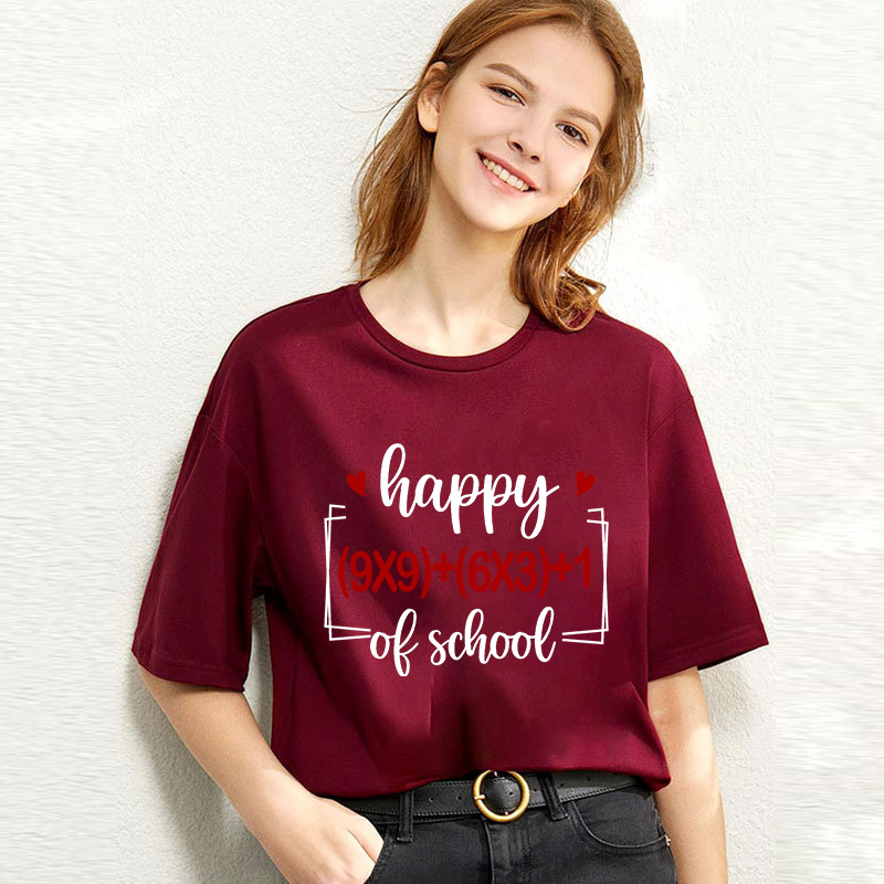 Youth Tops 100 Days of School Happy Math Subject High School Students T-shirts